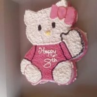 Hello Kitty Birthday Cake This was my first Hello Kitty cake.... I had to draw a template and carve the cake accordingly because I could not find a Hello Kitty cake...