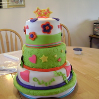 My First Tier Cake Three tier cake for my niece's birthday. I also tried to use wires to hold up the stars. It was a lot of work and I STILL need alot of...