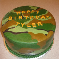 Camo Cake Thanks to lara3teach for the idea. I made this cake for my nephew you loves bow hunting. Almond cake with buttercream.