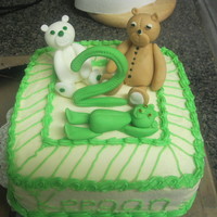 2 Yr Old Bday Cake Vanilla cake and buttercream icing. Fondant figures and number.