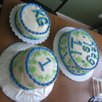 First Birthday! My son's first birthday! Vanilla cake, cream cheese icing. I made a smash cake and a personal cake for the grandparents and then the...