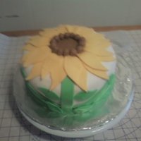 Sunflower Birthday Cake I made this cake for my sister's 36th birthday. Yellow cake with chocolate amaretto buttercream.Hand cut fondant petals, branches and...