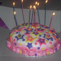 Stars This was my first all fondant cake made for my niece's 10th bday. Designed after the image on the wilton contoured cake box. Pink,...