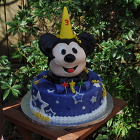 Mickey Mouse 3rd birthday cake for my little guy, I am a amateur at making cakes, however it was pretty easy to do. RKT head, Vanilla Cake, used...