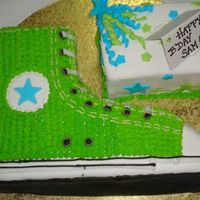 Converse Shoe My daughter saw this cake in a magazine and fell in love with it. I made it for her 13th birthday. Red Velvet cake with BC icing, on top of...