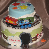 Thomas Winter Wonderland Thanks to CCs for the inspiration -I added a wintery/holiday twist for my little guy's cake since he's a close to Christmas baby...