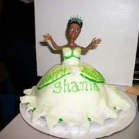 Princess & Frog Cake princess doll w/o the frog couldn't find any frog toys. Doll top fondant dress