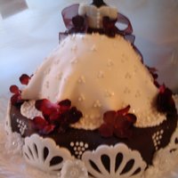Bridal Cake burgandy & white dress cake used my new cricut cake on the fondant designs