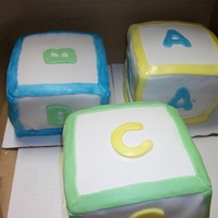 Baby Shower Blocks 6 in 3 layer blocks A B C choc, van, lemon flav cake. fondant on all