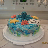 Sea Creatures This was a fun cake I did in a few hours for my husbands birthday. I had left over fondant in a few colors and made small amounts of others...