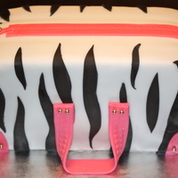 Zebra Pattern Purse Large square cake cut in half, b/c between the "slices" and covered in fondant. Stripes, handles, and zipper are fondant with...