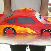 Lightning Mcqueen From 'cars' Hand-carved and covered with fondant. The little boy it was made for was thrilled, especially because I put his name on the hood, instead...