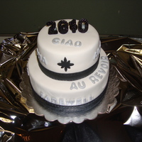 Around The World Farewell 8th grade farewell cake. choc and vanilla covered in mmf.