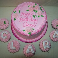 Pink Flower Cake buttercream flowers,