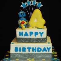 Robot Cake Buttercream, fondant, gumpaste, pressed fondant ribbon