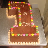 Number 1 Vanilla cake with chocolate icing