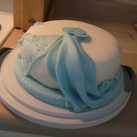 First Fondant Cake This was made in Wilton course for fondant. This was the first ever fondant cake, just a practice cake with several techniques on it.