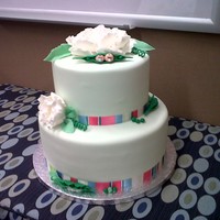 Two Peas In A Pod Baby shower cake for a coworker. 10 x 4 and 7 x 4. Pale green MMF with gum paste decorations. I was up pretty late finishing it and...