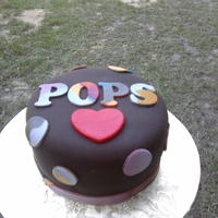 Small Birthday Cake WASC cake with strawberry buttercream covered with chocolate fondant. Tie dyed accents. Nothing special.