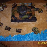 Boy Birthday Camo Tank Wwii Cake is large tank, all others are rice krispy treats,Covered in MM fondant
