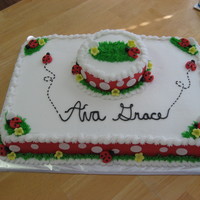 Ladybug Cake fondant ladybugs and flowers, everything else buttercream. TFL
