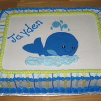 Whale Of A Birthday Cake whale, seahorse and shells are fondant, everything else is buttercream. Cake was made to match the birthday plates. Also saw several cakes...