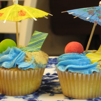 Beach Cupcakes Made these beachy cupcakes for my son's 3rd grade end of the school year party. Used crushed nilla wafers for the sand, Lucky stripe...