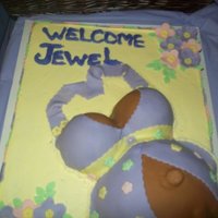Baby Belly Cake This cake was made for a young lady at church, Buttercream with fondant accents.