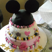Daughter's Second Birthday My daughter is obsessed with Mickey Mouse so I was inspired by many CCer's mickey cakes. It was my first tiered and stacked cake. The...