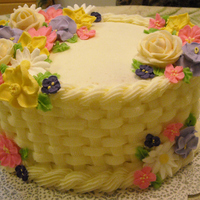 Wilton Course 2 This is my cake for my Wilton Course 2. I'm not a fan of basketweave.