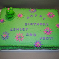 Froggy Cake! This was a REALLY fun cake to do! It was for a combo party for 2 teachers at a friends school. They loved it!