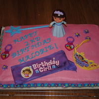 Malorie's Dora Birthday Cake! I absolutely loved making this cake! This is a vanilla cake with buttercream frosting.