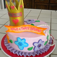 Have A Fancy Birthday Cake This cake was inspired by the Fancy Nancy books. It was for a 3yr old. Vanilla cake with almond bc. All decorations were mmf and gumpaste....