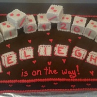 Chocolate And Pink Blocks Baby Shower Cake A cake that matched the colors of the baby shower. Due date on blocks. Baby's name on flat blocks. Inspired by another cake on CC,...