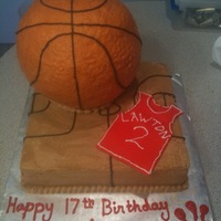 Basketball Player 17Th Birthday Cake A Basketball cake was requested and I added a single layer 8x8 underneath. Good thing, as the customer told me the birthday boy took the...