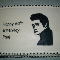 60Th Birthday Elvis Made this for my father-in-law's 60th birthday. He is a huge Elvis fan. Cake was half chocolate and half white decorated in all...