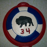 Poker Chip Cake 10 in yellow cake decorated in bc for husbands birthday.