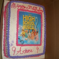 High School Musical 2 Happy Birthday Anna 9 yrs old. I made this cake for a friends daughter that was turning 9 . The Little girl love it. Yellow cake with...