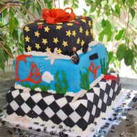 Damon's 40Th Birthday Cake My first cake. Ever. Devil's food cake with white bc on bottom tier and chocolate bc on top two. All decorations are fondant. The...