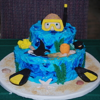 Scuba Diver Cake Buttercream with fondant decorations