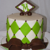 Lime Green And Chocolate Brown Birthday Cake This was a surprise birthday cake that I made for a young lady. The cake is iced in buttercream and then fondant diamonds and dots were...