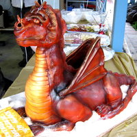 Sculpted Dragon Cake 3.5 foot chocolate and peppermint cake made for my husbands 4oth birthday. 100% edible!