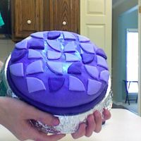 My First Cake :) this was my first cake. all purple fondant. chocolate on the inside :) started out as a COMPLETE disaster but turned out not too bad. in my...