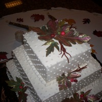 Hand Made Chocolate Leaves Butter cream frosting with hand made milk chocolate leaves