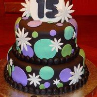 Cake For 15Th Birthday Of Twins (Boy And A Girl) I made this cake for some twins who were turning 15. They wanted a cake to match the plates they had for the party. It's the same all...