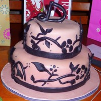 Pink And Black Flower Birthday Cake I made this cake for my mom's surprise 50th birthday party.It was inspired by the amazing Mayen!!Thanks for looking!