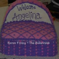 Bassinet Cake Taught myself how to basketweave on this cake! Never had done it before!!!