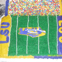 Lsu Birthday Cake butter cake with buttercream icing, first attempt at a stadium cake.... need lots more practice,