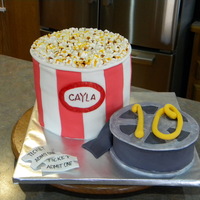 Popcorn/movie Night Themed Cake 