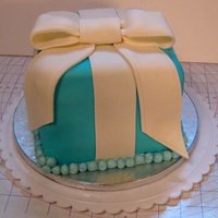 First Fondant Cake - Tiffany Box My first attempt at a fondant-covered cake. Made for an engagement party, in the style of a Tiffany's box. The bow is flatter than I...